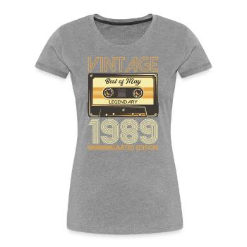 35th Birthday Husband May Vintage 1989 Vintage - Women's Premium Organic T-Shirt - navy - Front - Mia (176cm)