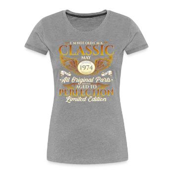 50th Birthday Man Vintage May Vintage 1974 - Women's Premium Organic T-Shirt - navy - Front - Mia (176cm)