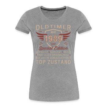 Oldtimer Mai 1989 Jahrgang 1989 Geburtstag 1989 - Frauen Premium Bio T-Shirt - Navy - Vorne - Mia (176cm)