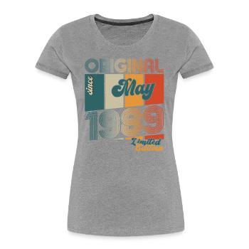 Original May 1989 Vintage 1989 Birthday 1989 - Women's Premium Organic T-Shirt - navy - Front - Mia (176cm)