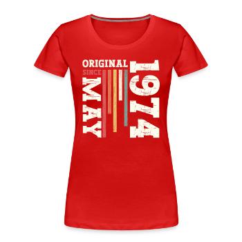 Original Mai 1974 Millésime 1974 Anniversaire 1974 - T-shirt bio Premium Femme - bleu marine - Devant - Mia (176cm)