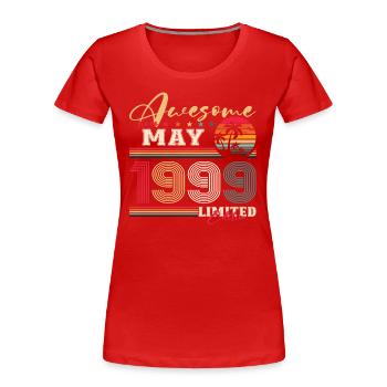 Génial Mai 1999 Millésime 1999 Anniversaire 1999 - T-shirt bio Premium Femme - bleu marine - Devant - Mia (176cm)