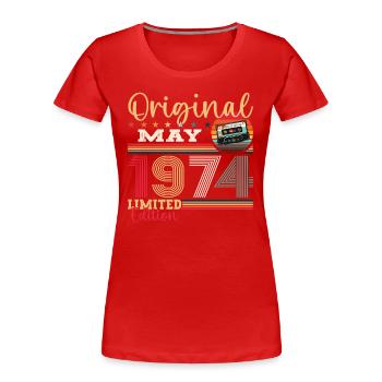 Original Mai 1974 Millésime 1974 Anniversaire 1974 - T-shirt bio Premium Femme - bleu marine - Devant - Mia (176cm)