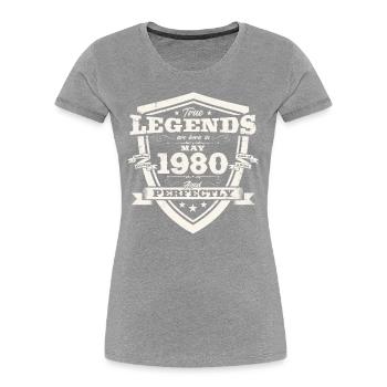 Original mai 1980 ' s Vintage 1980's Anniversaire des années 1980 - T-shirt bio Premium Femme - bleu marine - Devant - Mia (176cm)