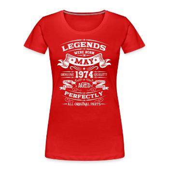 Légendaire Mai 1974 Millésime 1974 Anniversaire 1974 - T-shirt bio Premium Femme - bleu marine - Devant - Mia (176cm)