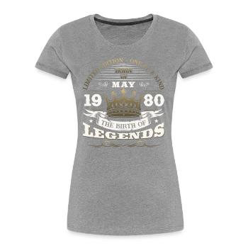 Original mai 1980 ' s Vintage 1980's Anniversaire des années 1980 - T-shirt bio Premium Femme - bleu marine - Devant - Mia (176cm)