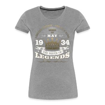 Legendary May 1934 Vintage 1934 Birthday 1934 - Women's Premium Organic T-Shirt - navy - Front - Mia (176cm)
