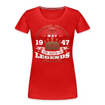 Legendary May 1947 Vintage 1947 Birthday 1947 - Women's Premium Organic T-Shirt - navy - Front - Mia (176cm)