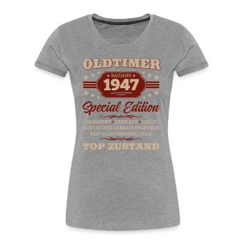 Oldtimer 1947 Jahrgang 1947 Geburtstag 1947 - Frauen Premium Bio T-Shirt - Navy - Vorne - Mia (176cm)