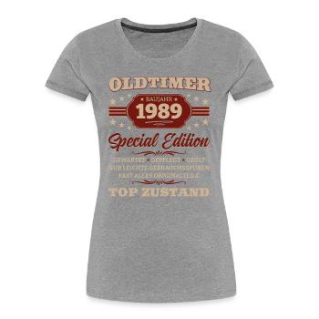 Oldtimer 1989 Jahrgang 1989 Geburtstag 1989 - Frauen Premium Bio T-Shirt - Navy - Vorne - Mia (176cm)