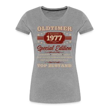 Vintage May 1977 Vintage 1977 Birthday 1977 - Women's Premium Organic T-Shirt - navy - Front - Mia (176cm)