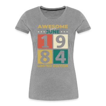 Original June 1984 Vintage 1984 Birthday 1984 - Women's Premium Organic T-Shirt - navy - Front - Mia (176cm)