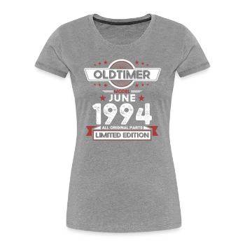 Millésime Juin 1994 Millésime 1994 30ème Anniversaire 94 - T-shirt bio Premium Femme - bleu marine - Devant - Mia (176cm)