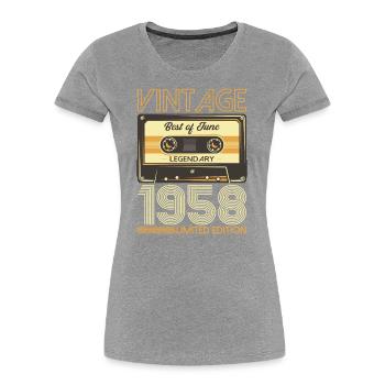 Best of June 1958 Vintage 1958 Birthday 1958 - Women's Premium Organic T-Shirt - navy - Front - Mia (176cm)