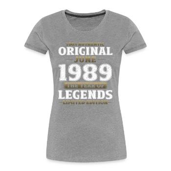 Original June 1989 Vintage 1989 Birthday 1989 - Women's Premium Organic T-Shirt - navy - Front - Mia (176cm)