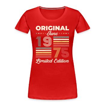 Original Juin 1975 Millésime 1975 49ème Anniversaire 75 - T-shirt bio Premium Femme - bleu marine - Devant - Mia (176cm)