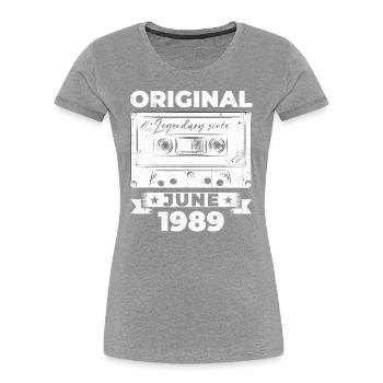 Cassette June 1989 Vintage 1989 Birthday 1989 - Women's Premium Organic T-Shirt - navy - Front - Mia (176cm)