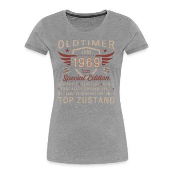 Oldtimer Juni 1969 Jahrgang 1969 55. Geburtstag 69 - Frauen Premium Bio T-Shirt - Navy - Vorne - Mia (176cm)