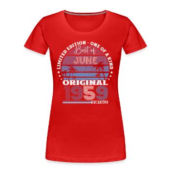 Original June 1959 Vintage 1959 Birthday 1959 - Women's Premium Organic T-Shirt - navy - Front - Mia (176cm)