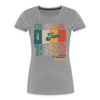 Original June 1959 Vintage 1959 Birthday 1959 - Women's Premium Organic T-Shirt - navy - Front - Mia (176cm)