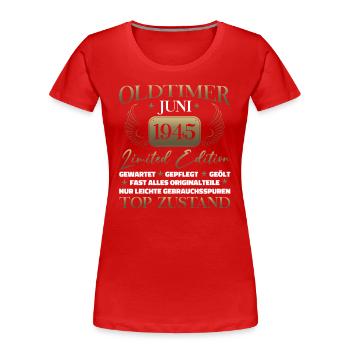 Oldtimer Juni 1945 Jahrgang 1945 Geburtstag 1945 - Frauen Premium Bio T-Shirt - Navy - Vorne - Mia (176cm)