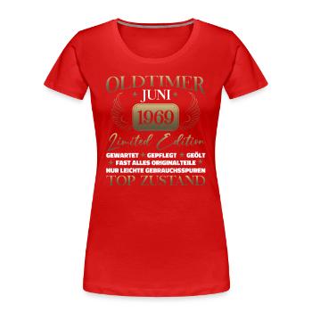 Oldtimer Juni 1969 Jahrgang 1969 55. Geburtstag 69 - Frauen Premium Bio T-Shirt - Navy - Vorne - Mia (176cm)