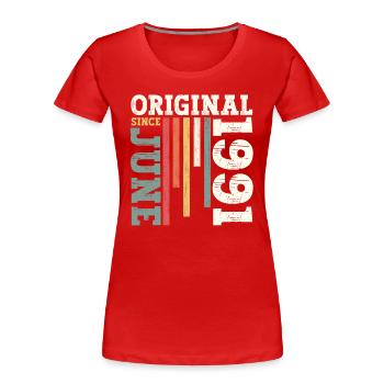 Vintage June 1991 Vintage 1991 Birthday 1991 - Women's Premium Organic T-Shirt - navy - Front - Mia (176cm)