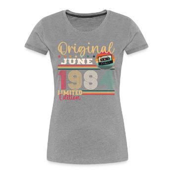 Cassette June 1984 Vintage 1984 Birthday 1984 - Women's Premium Organic T-Shirt - navy - Front - Mia (176cm)