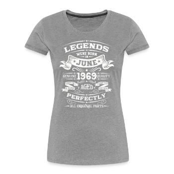 55e anniversaire Original juin 1969 Né en 1969 - T-shirt bio Premium Femme - bleu marine - Devant - Mia (176cm)