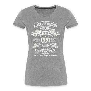 33e anniversaire Original juin 1991 Né en 1991 - T-shirt bio Premium Femme - bleu marine - Devant - Mia (176cm)
