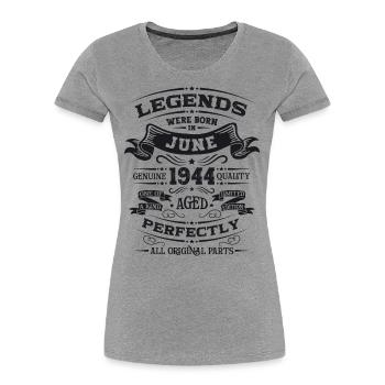 80 Anniversaire Homme Légende Juin 1944 Millésime 1944 - T-shirt bio Premium Femme - bleu marine - Devant - Mia (176cm)