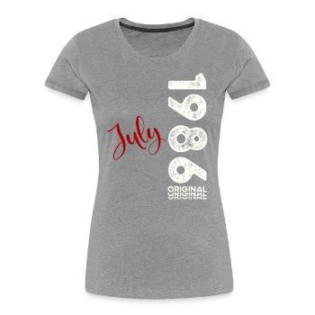 37ème Anniversaire Légendaire Juillet 1986 Millésime 1986 - T-shirt bio Premium Femme - bleu marine - Devant - Mia (176cm)