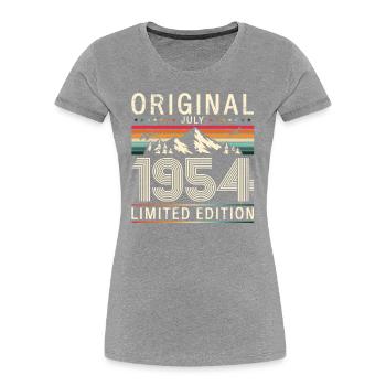 70e anniversaire Original juillet 1954 Né en 1954 - T-shirt bio Premium Femme - bleu marine - Devant - Mia (176cm)
