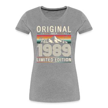 35ème Anniversaire Original 1989 Millésime 1989 - T-shirt bio Premium Femme - bleu marine - Devant - Mia (176cm)