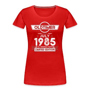 40ème Anniversaire Voiture Classique Juillet 1985 Millésime 1985 - T-shirt bio Premium Femme - bleu marine - Devant - Mia (176cm)