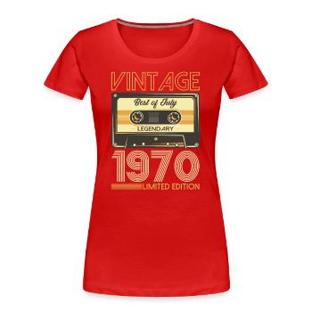 55. Geburtstag Kassette Juli 1970 Jahrgang 1970 - Frauen Premium Bio T-Shirt -  - Vorne - Mia (176cm)