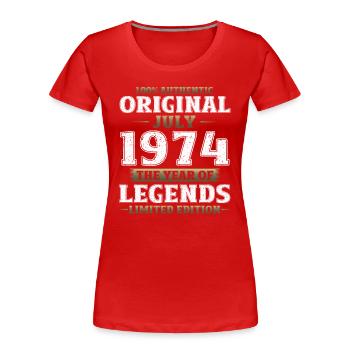 50e anniversaire Original juin 1974 Né en 1974 - T-shirt bio Premium Femme - bleu marine - Devant - Mia (176cm)