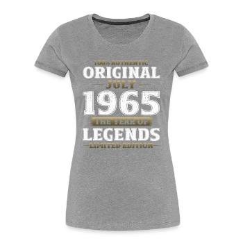 60ème anniversaire Original Juillet 1965 Millésime 1965 - T-shirt bio Premium Femme - bleu marine - Devant - Mia (176cm)