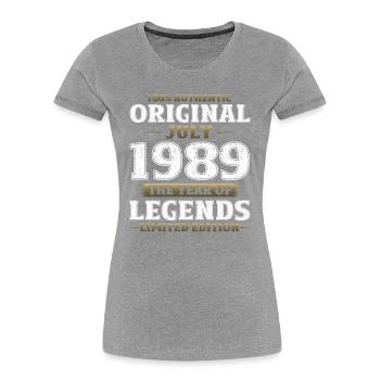 35ème Anniversaire Original 1989 Millésime 1989 - T-shirt bio Premium Femme - bleu marine - Devant - Mia (176cm)