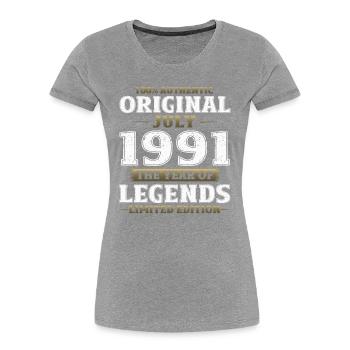 33e anniversaire Original juillet 1991 Né en 1991 - T-shirt bio Premium Femme - bleu marine - Devant - Mia (176cm)