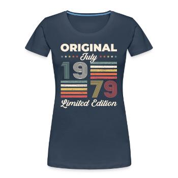 45ème Anniversaire Original 1979 Millésime 1979 - T-shirt bio Premium Femme - bleu marine - Devant - Mia (176cm)