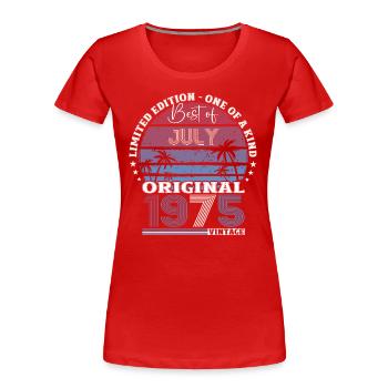 50ème Anniversaire Original Juillet 1975 Millésime 1975 - T-shirt bio Premium Femme - bleu marine - Devant - Mia (176cm)