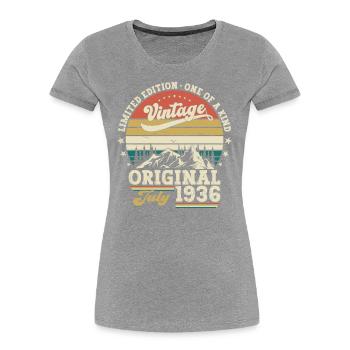 88e anniversaire Original juillet 1936 Né en 1936 - T-shirt bio Premium Femme - bleu marine - Devant - Mia (176cm)