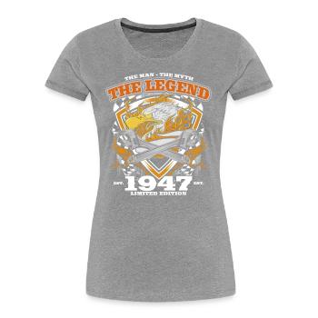 77e anniversaire Original Vintage 1947 Artisan - T-shirt bio Premium Femme - bleu marine - Devant - Mia (176cm)
