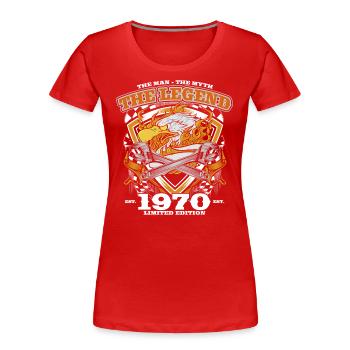 55e anniversaire Original Vintage 1970 Artisan - T-shirt bio Premium Femme - bleu marine - Devant - Mia (176cm)