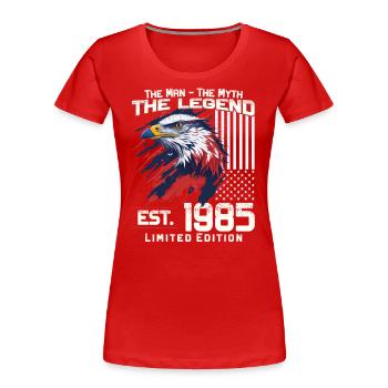 39. Geburtstag Baujahr 1985 Jahrgang 1985 Legende - Frauen Premium Bio T-Shirt -  - Vorne - Mia (176cm)