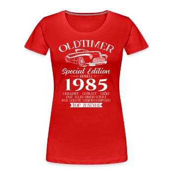 40ème Anniversaire Voiture Classique 1985 Millésime 1985 - T-shirt bio Premium Femme - bleu marine - Devant - Mia (176cm)