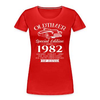 Oldtimer 1982 Jahrgang 1982 42. Geburtstag 1982 - Frauen Premium Bio T-Shirt - Navy - Vorne - Mia (176cm)