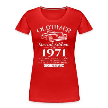 Oldtimer 1971 Jahrgang 1971 53. Geburtstag 1971 - Frauen Premium Bio T-Shirt -  - Vorne - Mia (176cm)