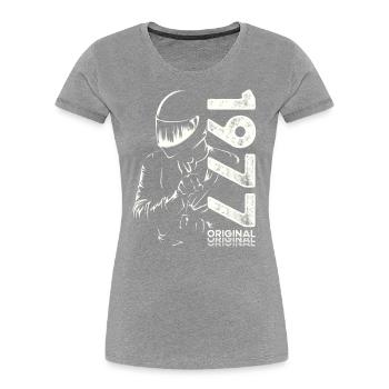 47ème Anniversaire Vintage 1977 Motard Motard - T-shirt bio Premium Femme - bleu marine - Devant - Mia (176cm)
